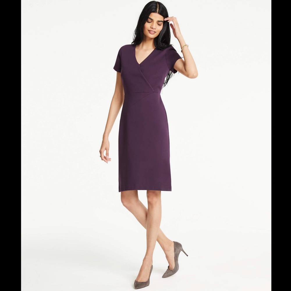 ANN TAYLOR Eggplant Purple Ponte Dress
